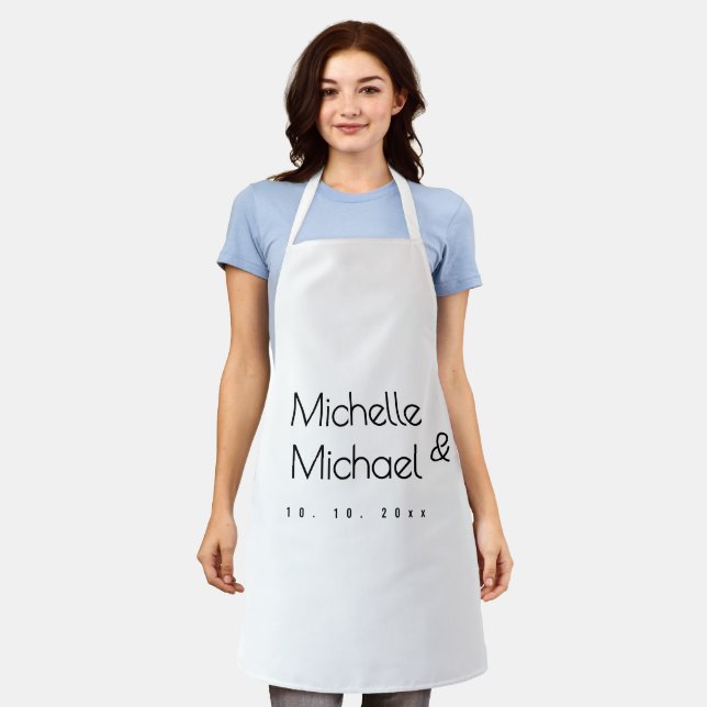 Minimalist Black & White Professional Modern Names Apron (Worn)
