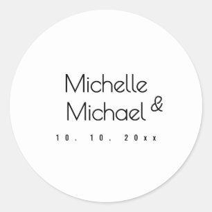 Minimalist Black & White Professional Modern Names Classic Round Sticker