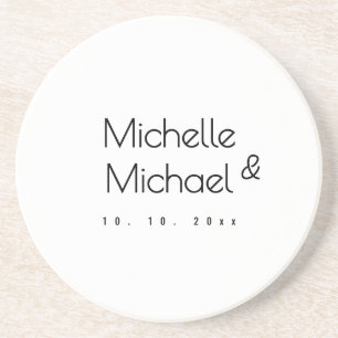 Minimalist Black & White Professional Modern Names Coaster