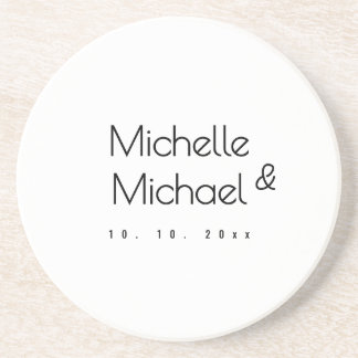 Minimalist Black & White Professional Modern Names Coaster