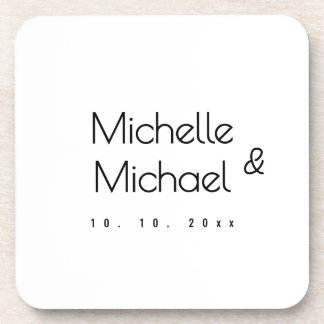 Minimalist Black & White Professional Modern Names Coaster