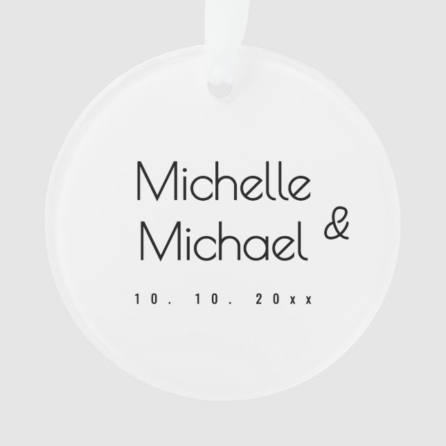 Minimalist Black & White Professional Modern Names Ornament (Front)