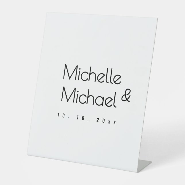 Minimalist Black & White Professional Modern Names Pedestal Sign (Front)