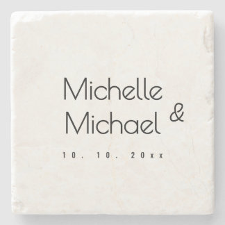 Minimalist Black & White Professional Modern Names Stone Coaster