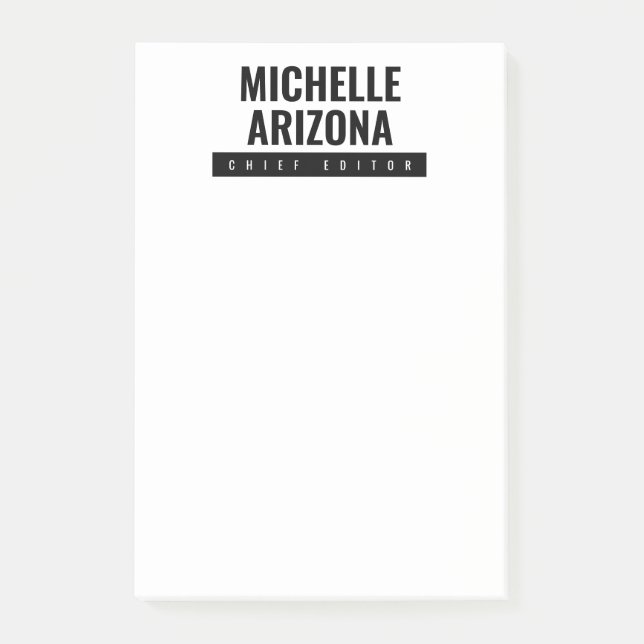 Minimalist Black & White Professional Modern Post-it Notes (Front)