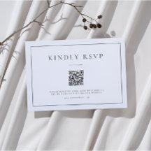 Minimalist Black White QR Code RSVP Card
