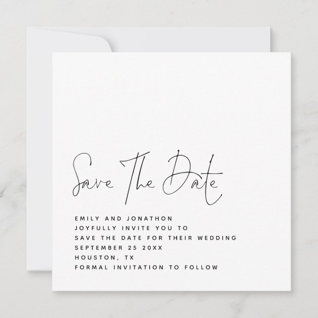 Minimalist Black White QR Wedding Save the Date (Front)