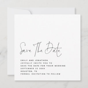 Minimalist Black White QR Wedding Save the Date