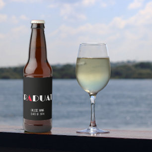 Minimalist black white red graduation beer bottle label