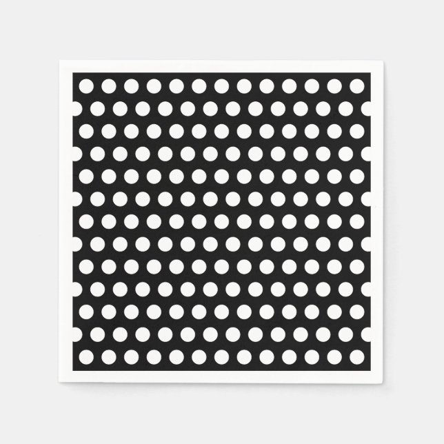 Minimalist Black  White retro Polka dots  Napkin (Front)