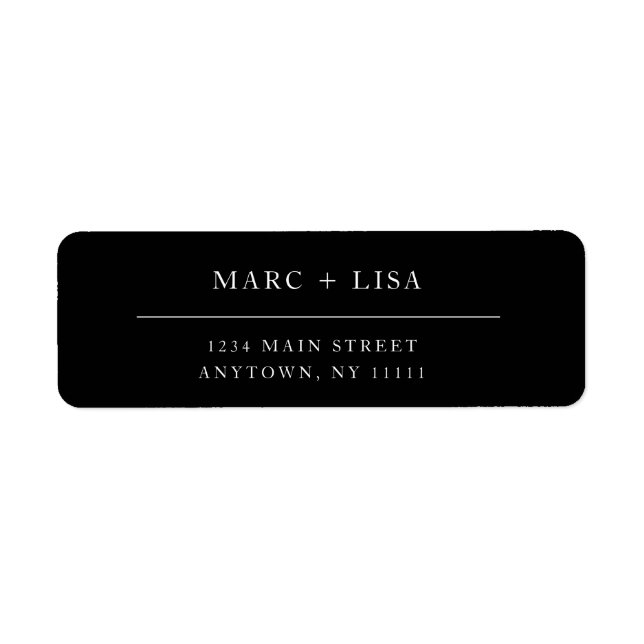 Minimalist Black & White Return Address Label (Front)
