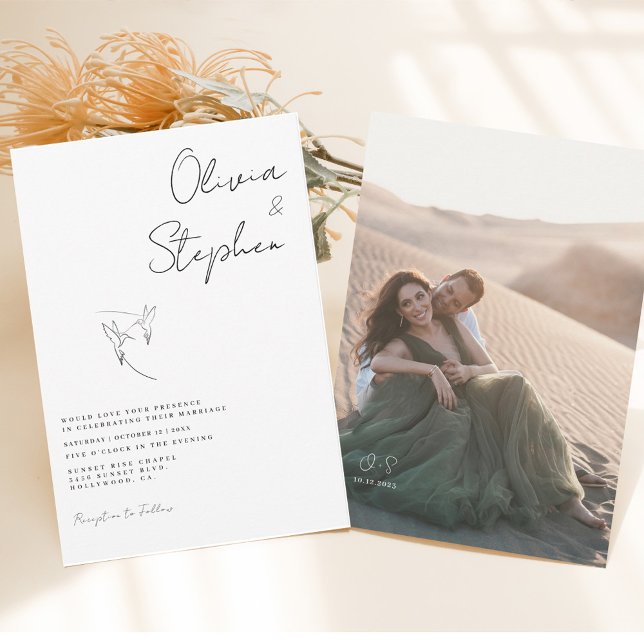 Minimalist Black & White Romantic Photo Wedding Invitation (Creator Uploaded)