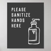 Minimalist Black & White Sanitise Hands Here
