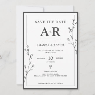 Minimalist Black & White  Save The Date