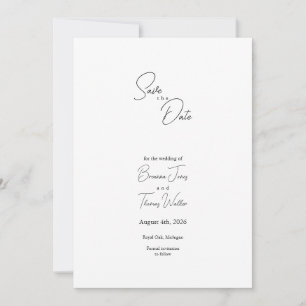 Minimalist Black White Save the Date Card