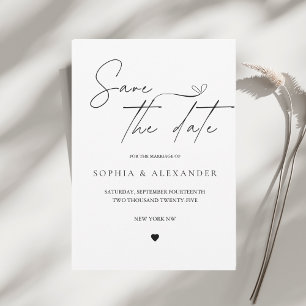 Minimalist Black & White Save the Date Invitation