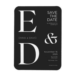 Minimalist Black & White Save the Dates Magnet