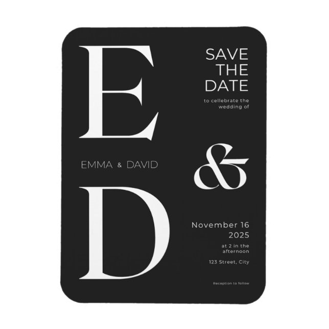 Minimalist Black & White Save the Dates Magnet (Vertical)