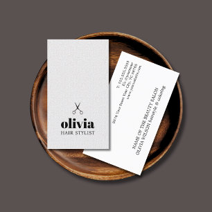 Minimalist Black White Scissors Bold Hairstylist Business Card