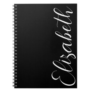 Minimalist Black White Script Font Simple Elegant Notebook