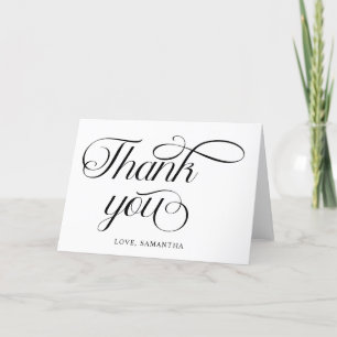 Minimalist Black White Script Thank You Card