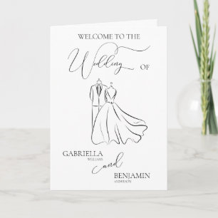 Minimalist Black White Script Thank You Wedding Programme