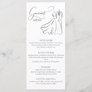 Minimalist Black White Script Wedding Gourmet Menu