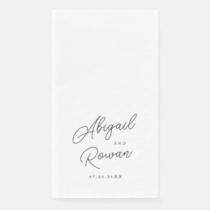 Minimalist Black White Script Wedding Napkin