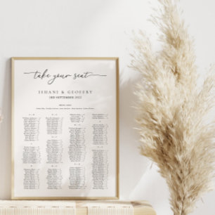 Minimalist Black & White Seating Chart Poster