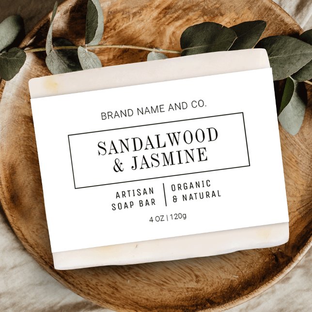 Minimalist Black White Shampoo Soap Bar Wrap Label (Simple soap bar wrap around label in black and white with fully editable text, colors and layout)