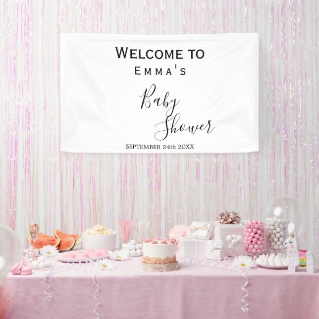 Minimalist Black & White Shower Banner (Party)