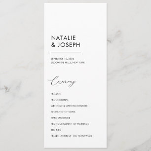 Minimalist Black & White Simple Catholic Wedding Programme