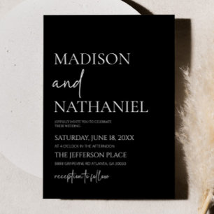 Minimalist Black White Simple Elegant Wedding Invitation