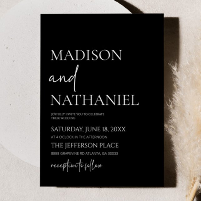 Minimalist Black White Simple Elegant Wedding Invitation (Creator Uploaded)