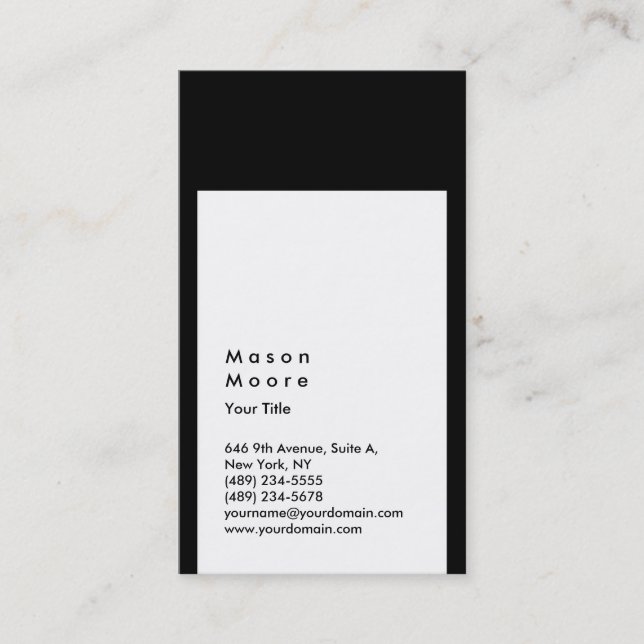 Minimalist Black White Simple Modern Professional Business Card (Front)