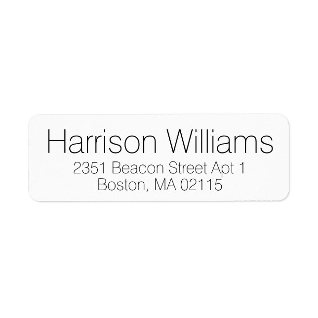 Minimalist black white simple Return Address Label (Front)
