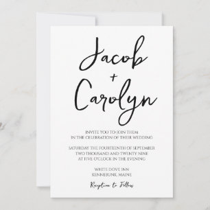 Minimalist Black White Simple Wedding Invitation