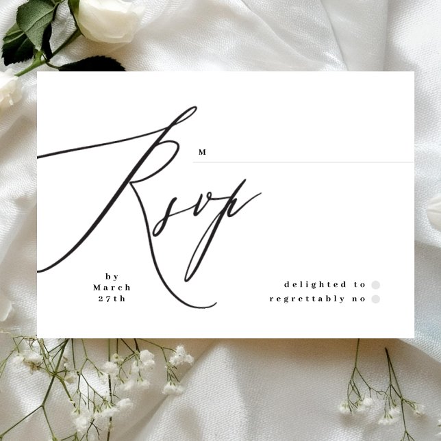 Minimalist Black & White Simple Wedding RSVP Card (Creator Uploaded)