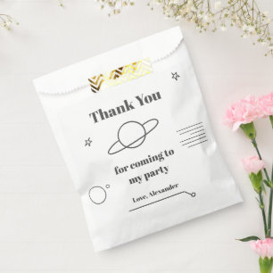 Minimalist Black White Space Theme Birthday Favour Bags