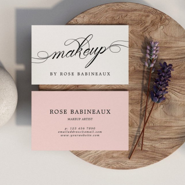 Minimalist Black & White Swirly Makeup Artist Business Card (Creator Uploaded)