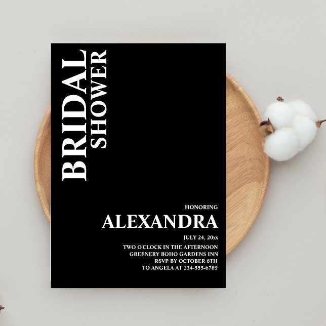Minimalist Black & White Text Based Bridal Shower  Invitation (Creator Uploaded)