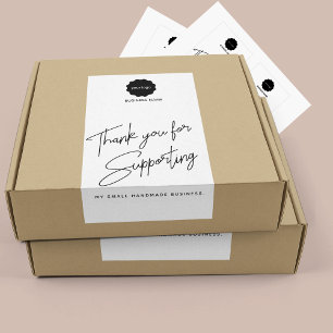 Minimalist Black & White Thank You Business Sticke Rectangular Sticker