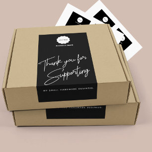 Minimalist Black & White Thank You Business Sticke Rectangular Sticker