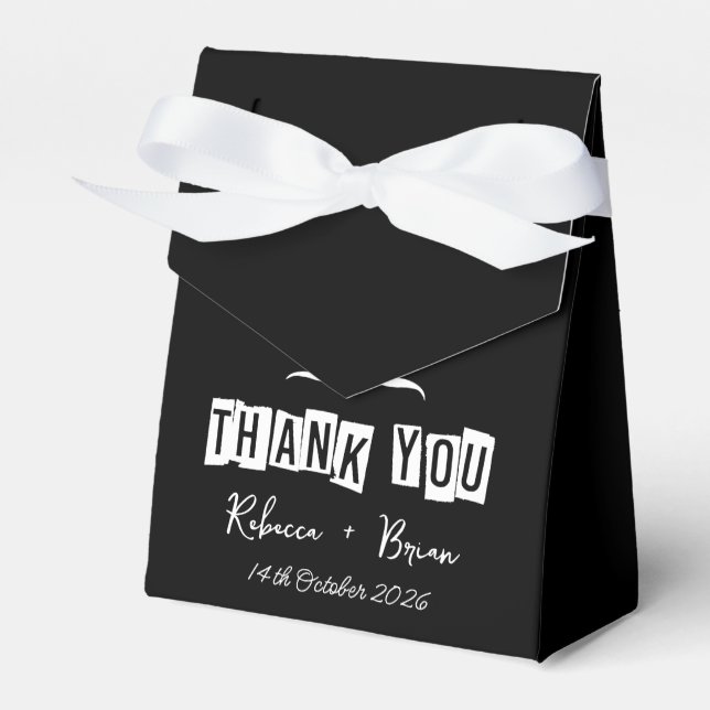Minimalist Black & White Thank You Wedding Favour Box (Front Side)