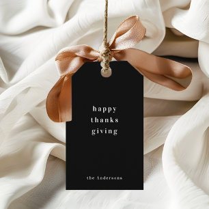 Minimalist Black & White Thanksgiving  Gift Tags
