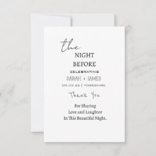 Minimalist Black & White The Night Before Wedding  Thank You Card