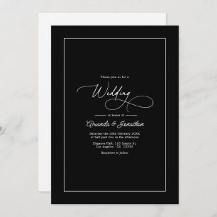 Minimalist Black & White Timeless Wedding QR Code Invitation
