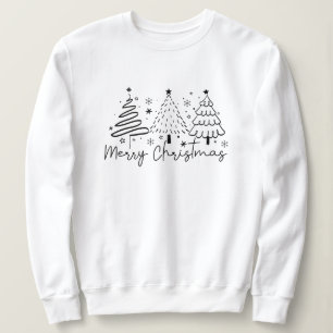 Minimalist Black & White Trees Merry Christmas  Sweatshirt