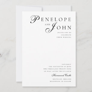 Minimalist Black White Typograph Wedding Invitation
