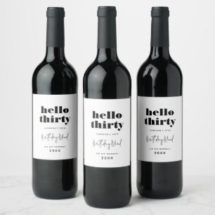 Minimalist Black & White Typography Personalised Wine Label
